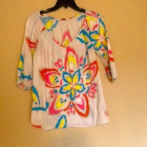 EUC light grey with neon flowers blouse